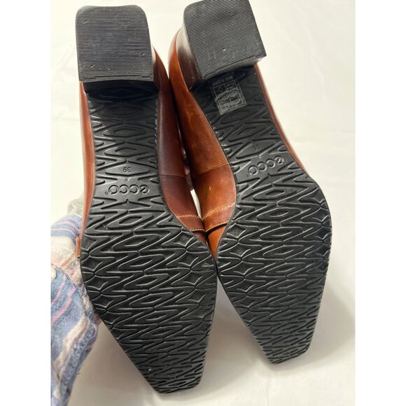 Ecco Womens Brown Leather Heeled Loafers Size 39, 8-8.5 - Picture 6 of 8